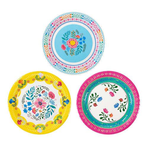 Boho Floral Round Plates