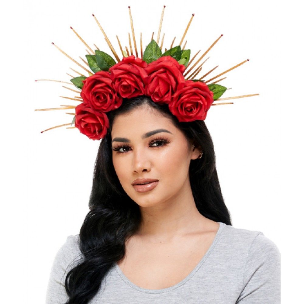 Red Silk Flower Crown Fiesta Party Supplies