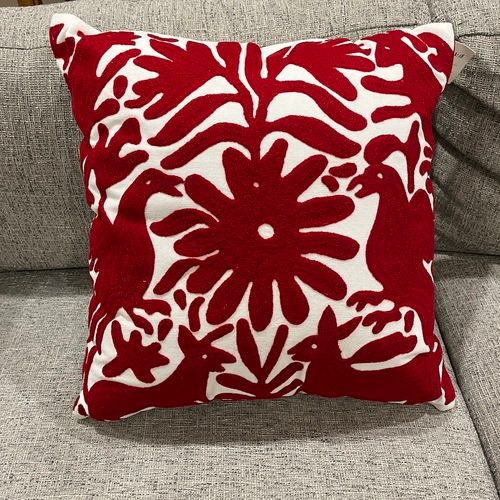 Red Embroidered Otomi Pillow