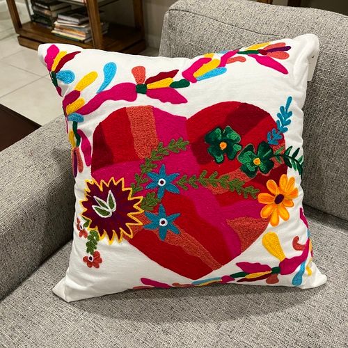 Embroidered Heart Pillow