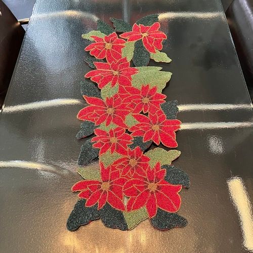 Beaded Poinsettia Table Runner