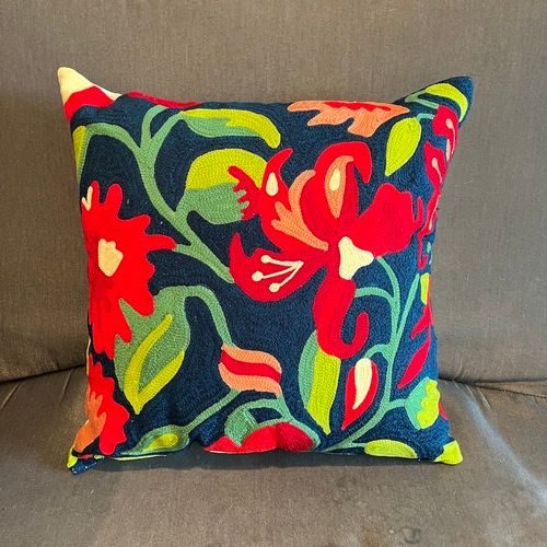 Floral Embroidered Pillow